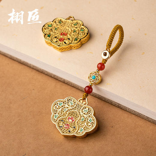 古风纳福黄铜珐琅彩平安如意锁汽车钥匙扣礼物 商品图3