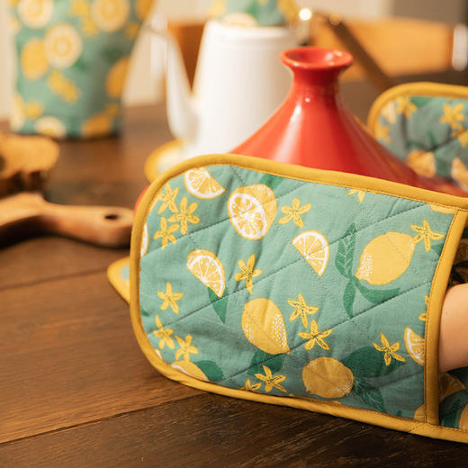 柠檬系列厨房套件纯棉布艺耐高温隔热手套隔热垫 商品图2