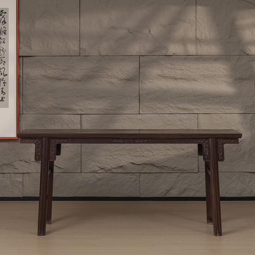 清 红木夹头榫雕草龙画桌 商品图0