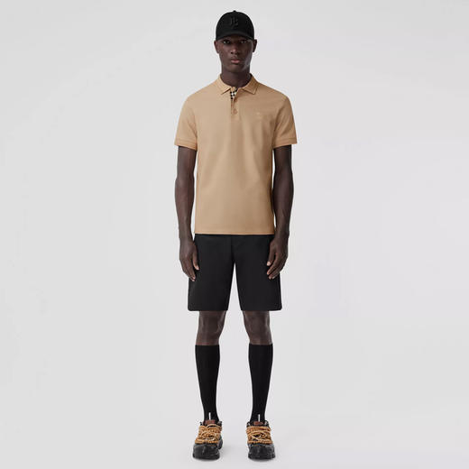 BURBERRY 巴宝莉 男士棉质TB专属标识刺绣珠地 Polo 衫 卡其色 8057088 A7405 商品图3