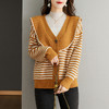 条纹针织开衫，外搭短款女士毛衣外套CC-CC-26-7001 商品缩略图1