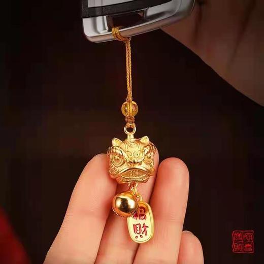网红黄铜铃铛醒狮汽车钥匙扣 商品图0
