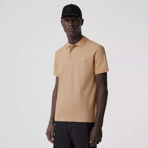 BURBERRY 巴宝莉 男士棉质TB专属标识刺绣珠地 Polo 衫 卡其色 8057088 A7405 商品图1