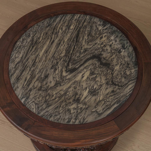 清 红木镶云石透雕龙纹百灵台 商品图2