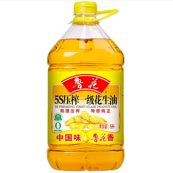 鲁花 食用油 5S 压榨一级 花生油 5L