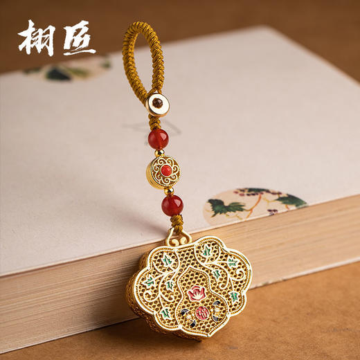 古风纳福黄铜珐琅彩平安如意锁汽车钥匙扣礼物 商品图1