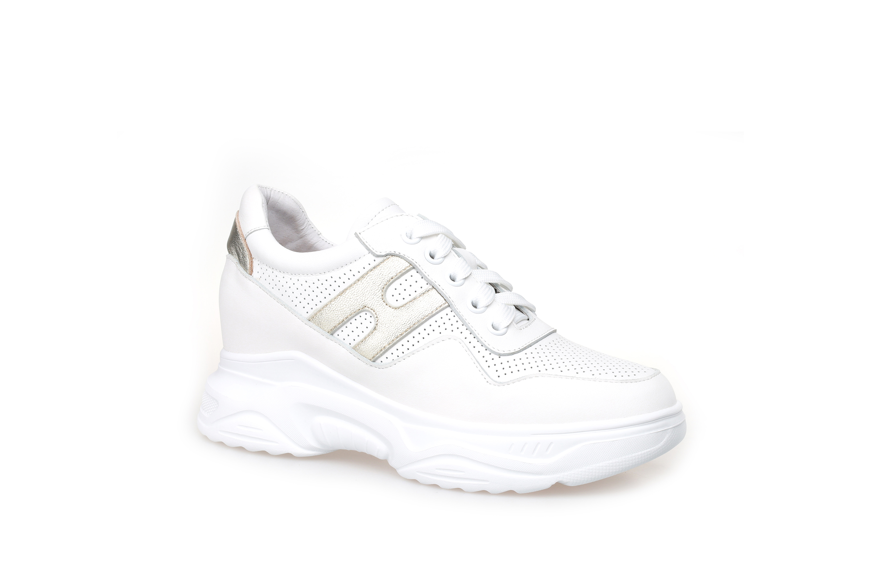 豪麟名鞋奥莱迪嘉女装牛皮革潮搭小白鞋DJXXO31WX203白色 原价1960元