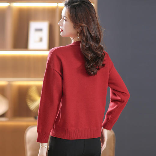 兔年本命年红色时尚毛衣，针织打底衫宽松上衣CC-18185 商品图3