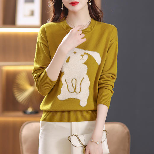 兔年本命年红色时尚毛衣，针织打底衫宽松上衣CC-18185 商品图5