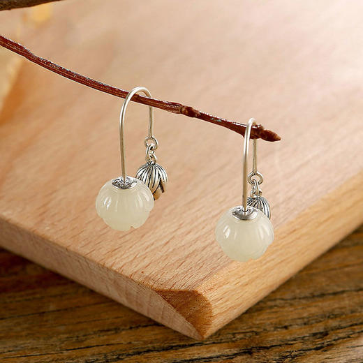 莲花925银莲子复古民族风个性百搭气质耳钉 商品图1