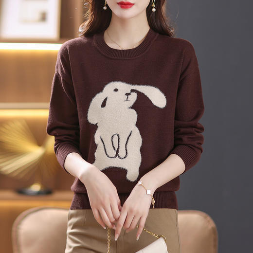 兔年本命年红色时尚毛衣，针织打底衫宽松上衣CC-18185 商品图6