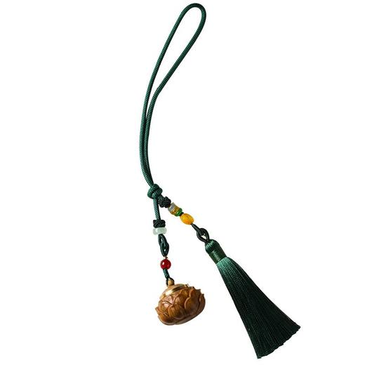 绿檀木中式香囊球吊坠汽车挂件古风莲花款香囊 商品图4