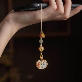 喜上眉梢手机链挂绳古法平安如意锁