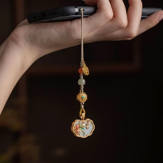 喜上眉梢手机链挂绳古法平安如意锁 商品图0