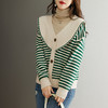 条纹针织开衫，外搭短款女士毛衣外套CC-CC-26-7001 商品缩略图3