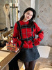 DUO智仙生 红色魔力复古苏格兰学院风羊毛针织衫 商品缩略图0