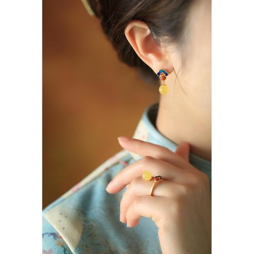 古法金蜜蜡新宫廷复古耳环 商品图3