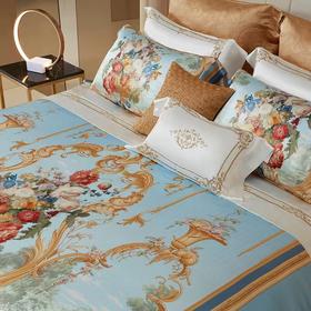 ROYALCOVER/罗卡芙   复古洛可可宫廷风真丝数码印花四件套美泉宫规格240*240