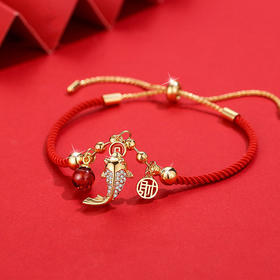 锦鲤红绳手链女小众设计感手饰个性时尚红色手绳闺蜜国风饰品