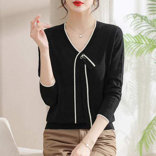 早春V领针织打底衫，时髦时尚洋气小衫CC-28-313 商品图4