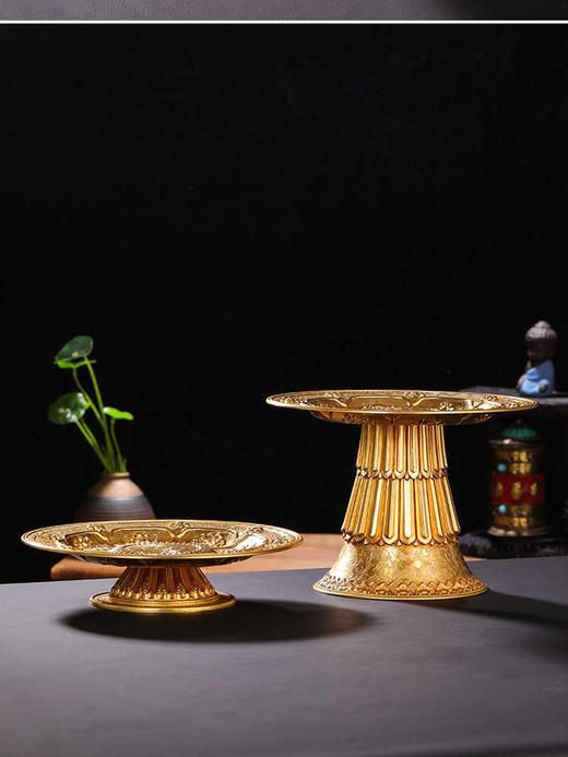 纯铜八吉祥供佛水果盘 西藏式藏传民族 吉祥八宝曼扎多用托盘 商品图7