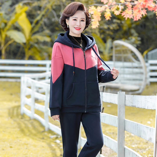 妈妈装运动服，加绒加厚卫衣两件套MC-ym090-2129 商品图6