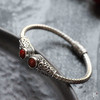 手镯女做旧雕花镶嵌南红玛瑙手工复古气质银镯子送妈妈礼物 商品缩略图7