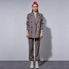 撞色趴条羊毛西服