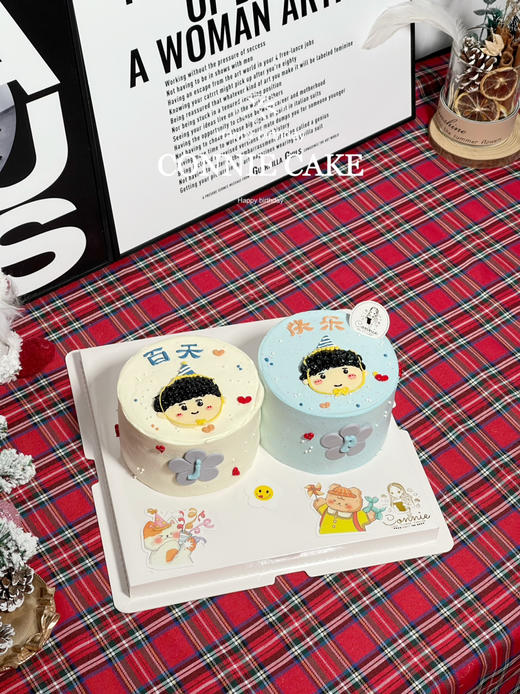 【1302】手绘双胞胎百天蛋糕 商品图3