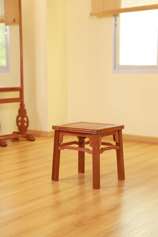 红桥红  家具严选  缅甸花梨(大果紫檀）  【41 素工线条方凳】 商品图2