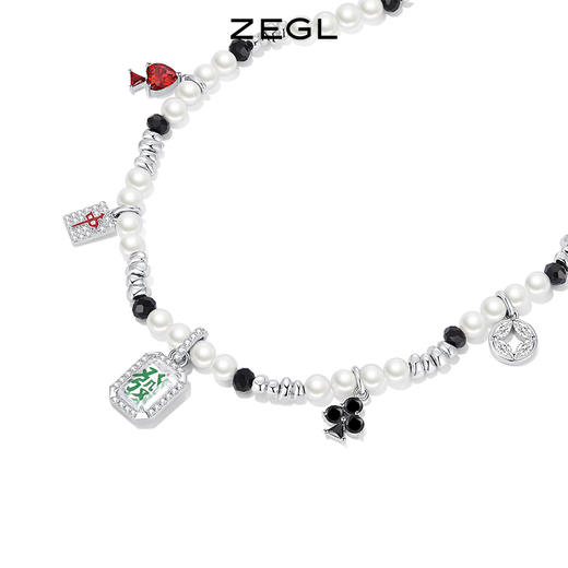 ZEGL设计师本命年礼物发财麻将毛衣链女高级感人造珍珠项链锁骨链 商品图1