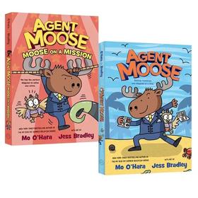 【纽约时报畅销榜·7-12岁】Agent Moose 2册合售 儿童幽默搞笑漫画绘本图画书 Mo O'Hara作品