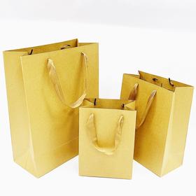 牛皮纸礼品袋260克加厚手提纸袋手挽礼物袋简约商务送礼黄色礼品袋1个
