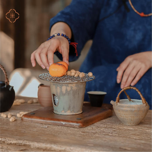 米马生活  新品首发 李朝青灰薄胎酌瑟酒精炉   温茶/温酒/烤橘 商品图2