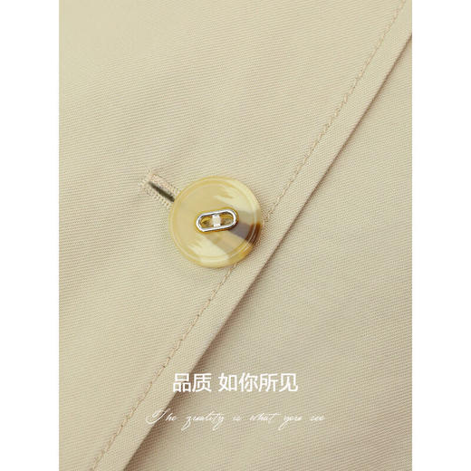 COCOBELLA纯色系气质双排扣风衣女秋知性都市长款外套WN500 商品图3