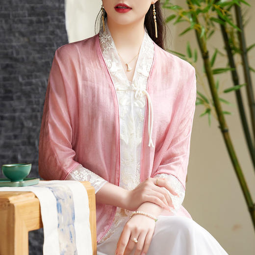 改良汉服新中式，复古文艺禅意唐装茶服开衫上衣外披OG-6027 商品图1