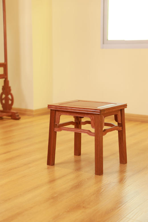 红桥红  家具严选  缅甸花梨(大果紫檀）  【41 素工线条方凳】 商品图3