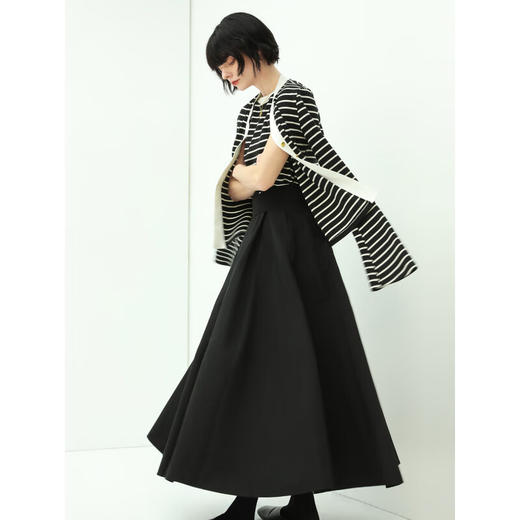 COCOBELLA黑色捏褶蓬松大摆半身长裙女高腰遮胯OL伞裙HS89 商品图3