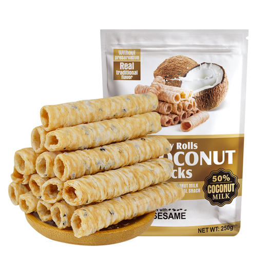 泰国椰子日记椰子味蛋卷250g  无添加剂 无色素和香精 椰香四溢 050385 商品图0