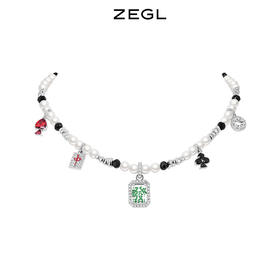 ZEGL设计师本命年礼物发财麻将毛衣链女高级感人造珍珠项链锁骨链