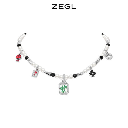ZEGL设计师本命年礼物发财麻将毛衣链女高级感人造珍珠项链锁骨链 商品图0