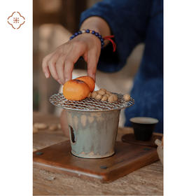 米马生活  新品首发 李朝青灰薄胎酌瑟酒精炉   温茶/温酒/烤橘