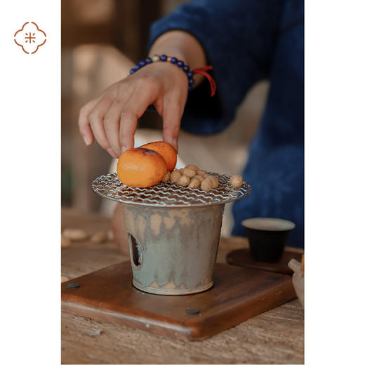 米马生活  新品首发 李朝青灰薄胎酌瑟酒精炉   温茶/温酒/烤橘 商品图0