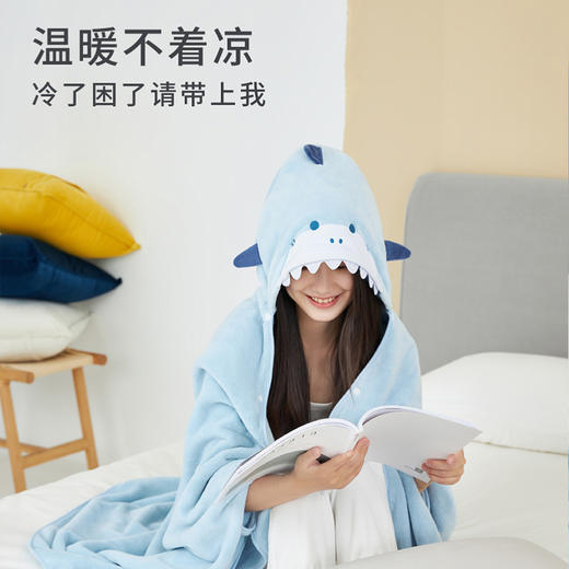 三利连帽休闲毯夏季披肩午睡毯珊瑚绒空调毯午休毯子办公室小毛毯 商品图1