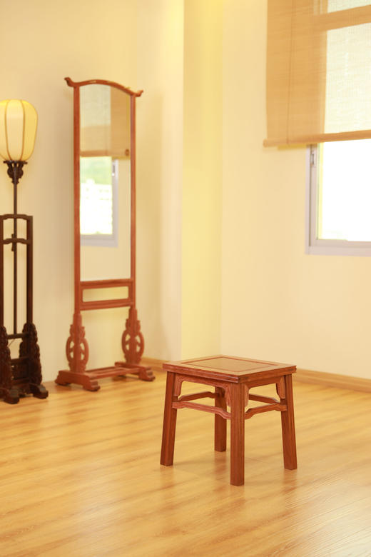 红桥红  家具严选  缅甸花梨(大果紫檀）  【41 素工线条方凳】 商品图0