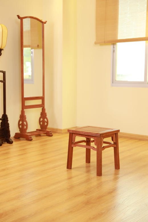 红桥红  家具严选  缅甸花梨(大果紫檀）  【41 素工线条方凳】 商品图1