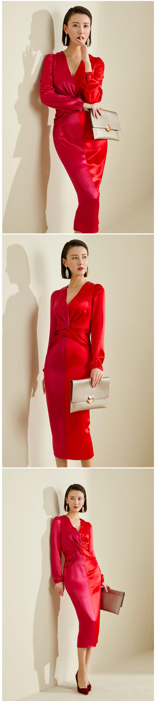 “双面情人”JG184163T1XC颈袖添香季新款气质收腰显瘦包臀时尚修身女士中长款连衣裙 商品图6