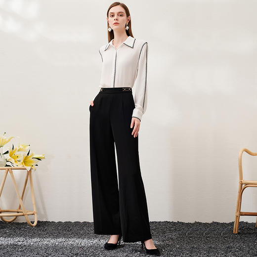 EITIE爱特爱春季新款通勤职业干练时尚显瘦西裤直筒长裤女裤子6905602 商品图9