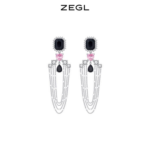 ZEGL设计师宴会系列黑色流苏耳环女2022年新款潮耳钉秋冬复古耳饰 商品图0