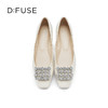 D:FUSE/迪芙斯2023春季新款羊皮方头花形饰扣平底单鞋女DF31111025 商品缩略图5